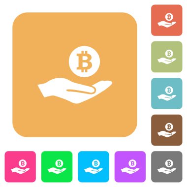 Bitcoin kazanç yuvarlak kare düz simgeler