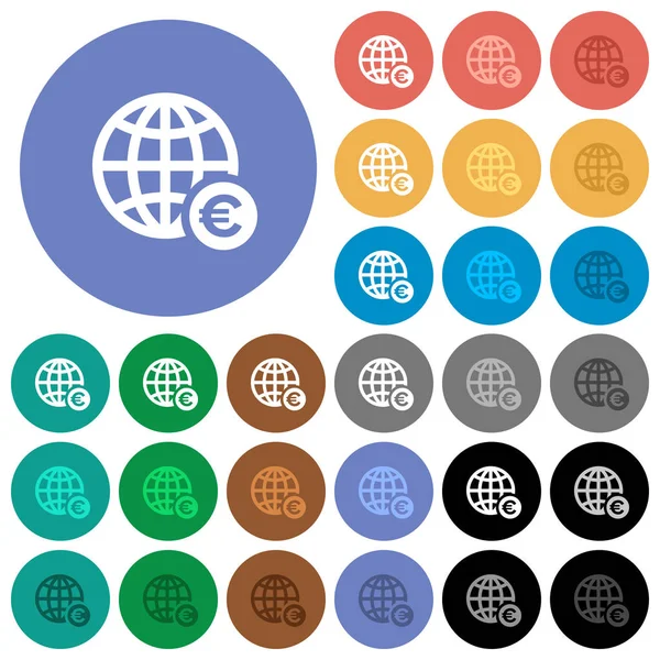 Online Euro pago ronda plana iconos multicolores — Vector de stock