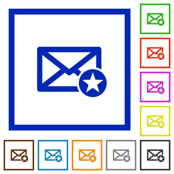 Icônes encadrées plates de courrier marquées — Image vectorielle