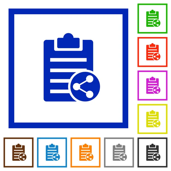 Not düz çerçeveli simgeler paylaşmak — Stok Vektör