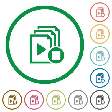Çalma listesi düz simgeler anahatları ile durdurmak