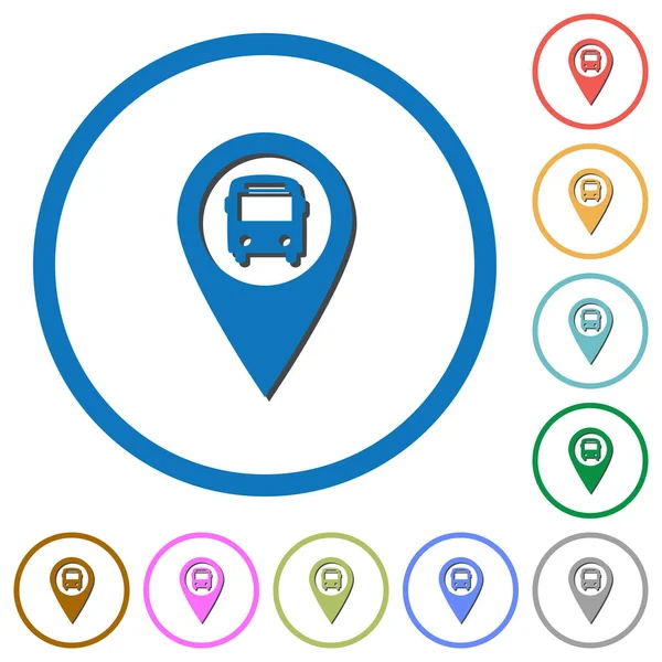 Значки местоположения GPS карты общественного транспорта с тенями и контурами — стоковый вектор