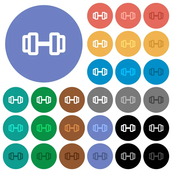 Barbell rodada plana multi ícones coloridos — Vetor de Stock