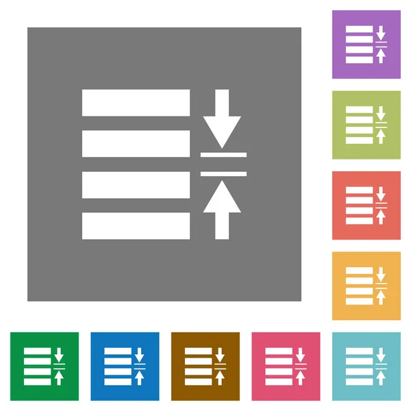 Ajustar espaciado de línea iconos planos cuadrados — Vector de stock