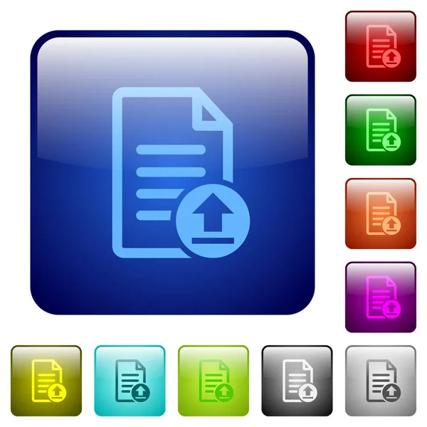 Uploaden document vierkante knoppen in kleur — Stockvector