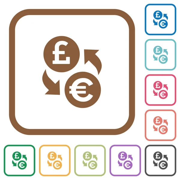 Libra Euro troca de moeda ícones simples —  Vetores de Stock