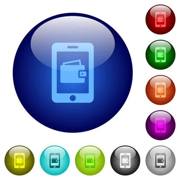 Mobile wallet color glass buttons — Stock Vector