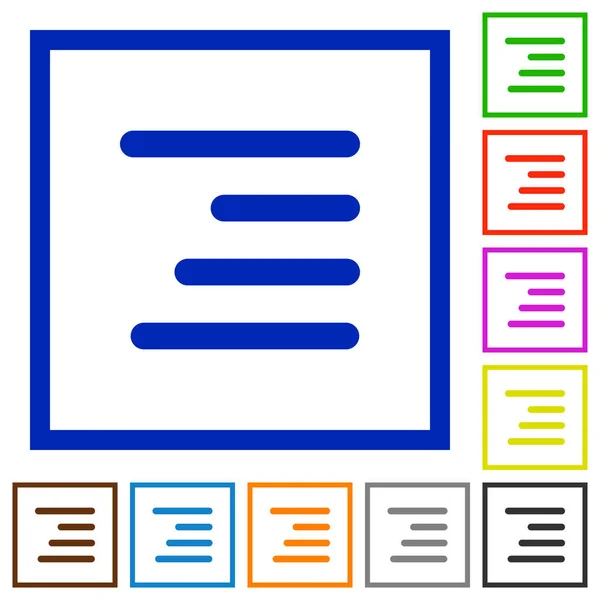 Texte aligner à droite des icônes cadrées plates — Image vectorielle