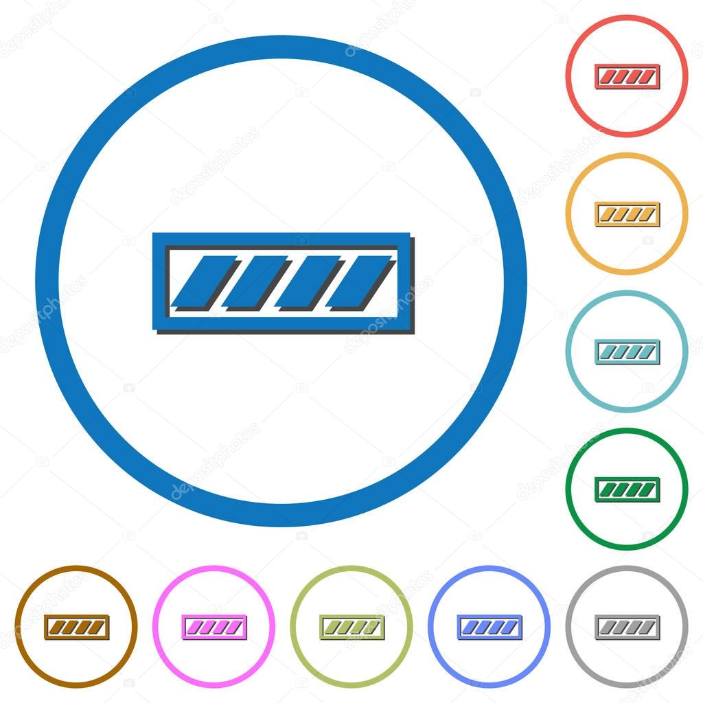 Progress bar icons with shadows and outlines