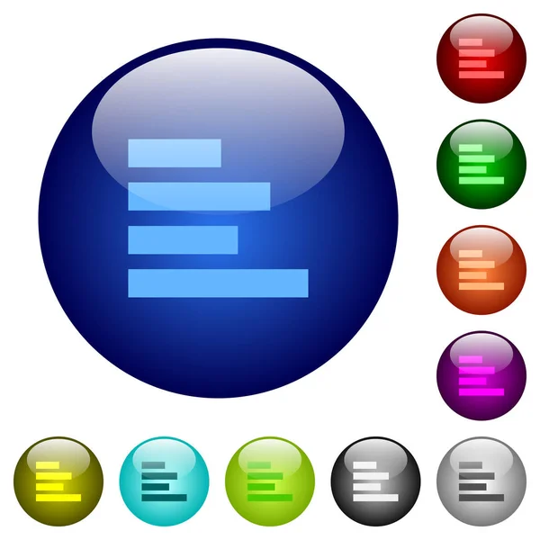 Texto alinhar botões de vidro de cor esquerda — Vetor de Stock
