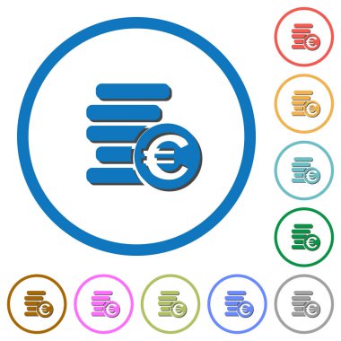 Euro simgeleri gölgeler ve anahatları ile paralar