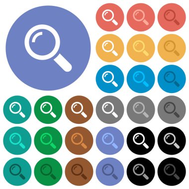 Büyüteç'i düz çok yuvarlak simgeler renkte