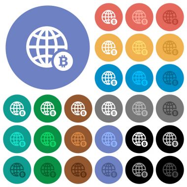 Online Bitcoin ödeme düz çok yuvarlak simgeler renkte