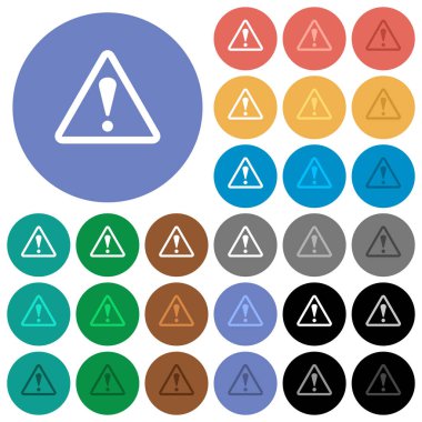 Üçgen şeklinde uyarı işareti simgelerini renkli düz çok yuvarlak