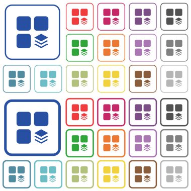 Birden çok bileşen düz renk simgeleri özetlenen