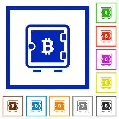 Bitcoin güçlü kutu düz çerçeveli simgeler