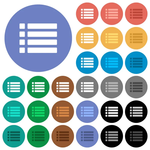 Lista desordenada ronda plana iconos multicolores — Vector de stock