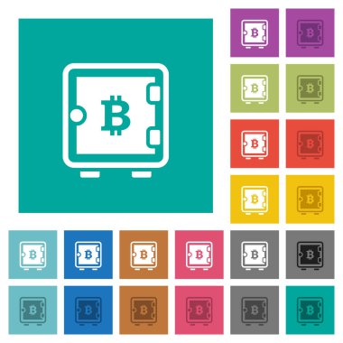 Bitcoin güçlü bir kutu kare düz çok renkli simgeler