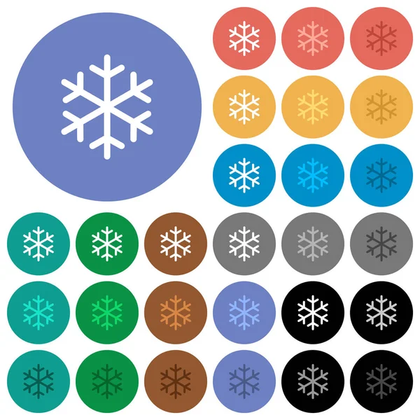 Solo copo de nieve redonda plana iconos multicolores — Vector de stock