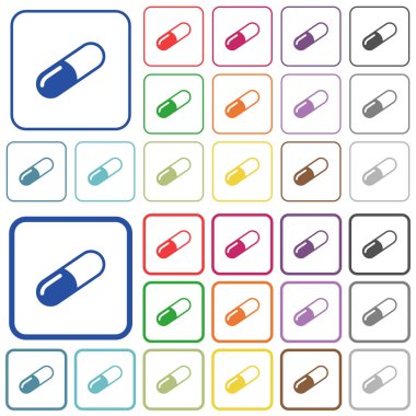 Pill outlined flat color icons clipart