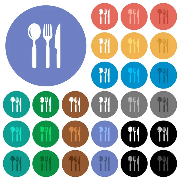 Restaurant round flat multi colored icons — Stock Vector