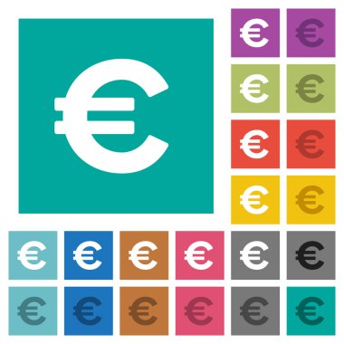 Euro simgesi simgeleri renkli düz çoklu kare