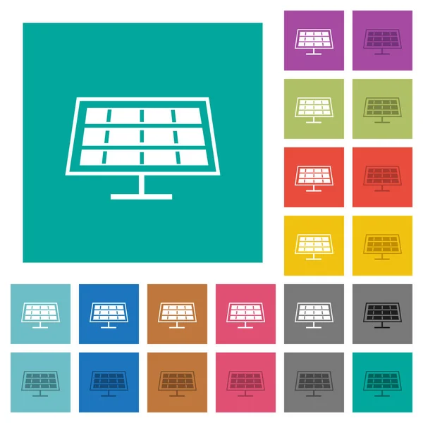 Painel solar quadrado ícones de várias cores planas —  Vetores de Stock