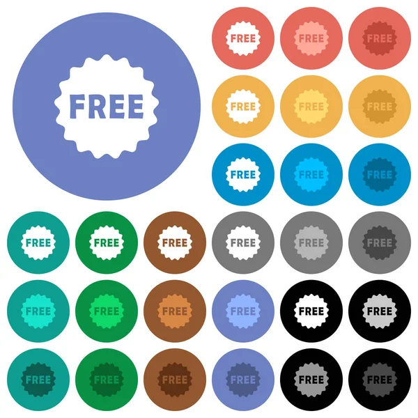Etiqueta livre redonda plana ícones multi coloridos —  Vetores de Stock