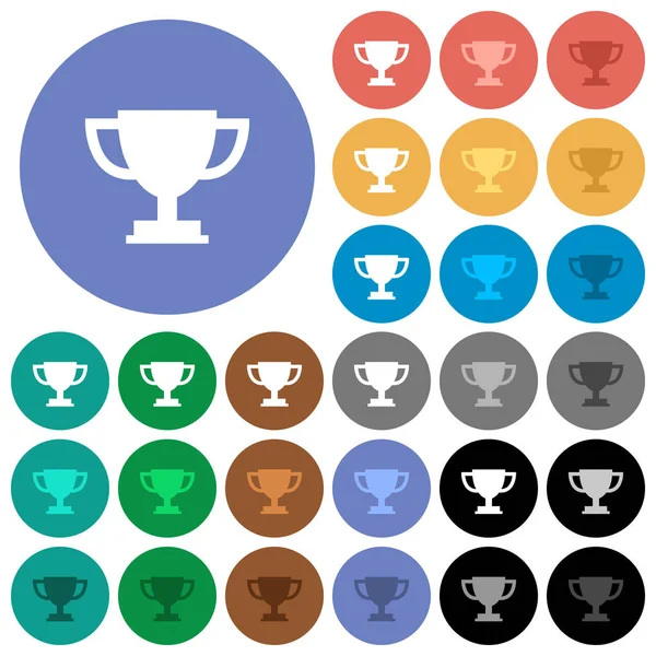 Trófea kupa kerek lapos multi színes ikonok — Stock Vector