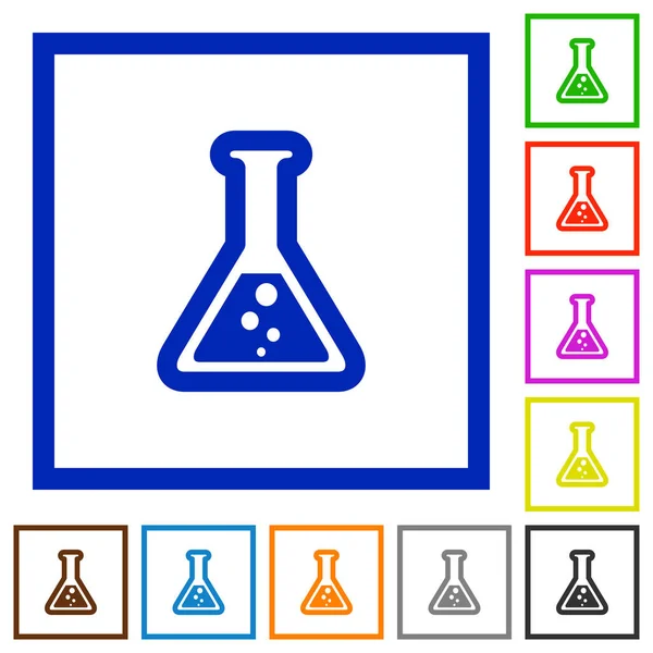 액체 평면 프레임된 아이콘을 가진 플라스 크 — 스톡 벡터