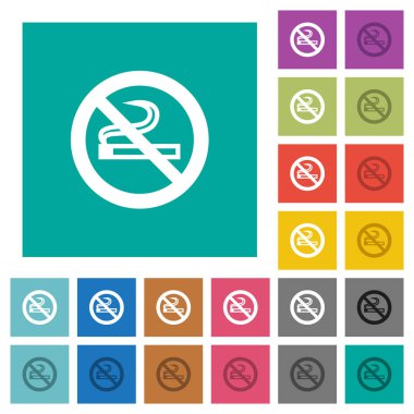 Hiç Sigara İçilmez işareti simgelerini renkli düz çok kare