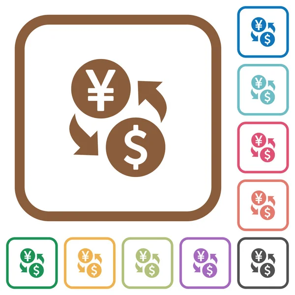Обмен иены на доллар простые иконки — стоковый вектор