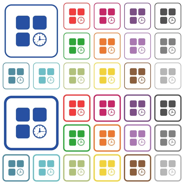 Composant minuterie esquissé icônes de couleur plate — Image vectorielle