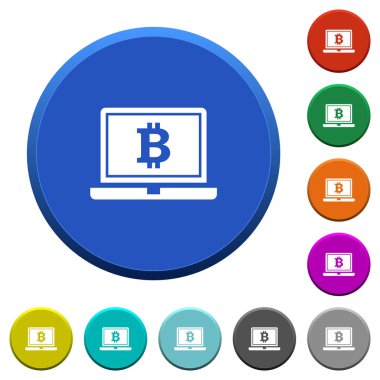 Bitcoin işareti eğimli düğmeleri ile dizüstü bilgisayar