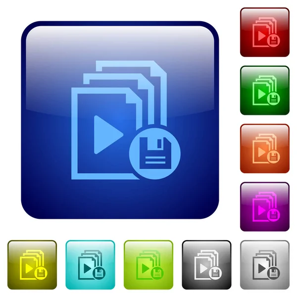 Salvar botões quadrados de cor da lista de reprodução — Vetor de Stock