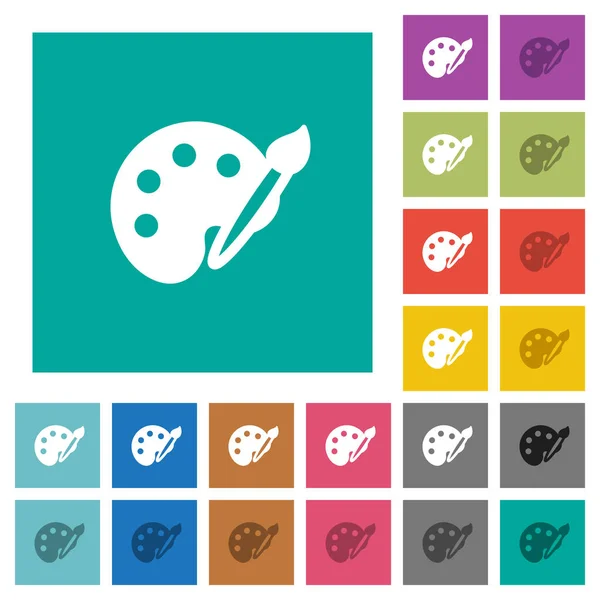 Kit pittura quadrata multi icone colorate piatte — Vettoriale Stock