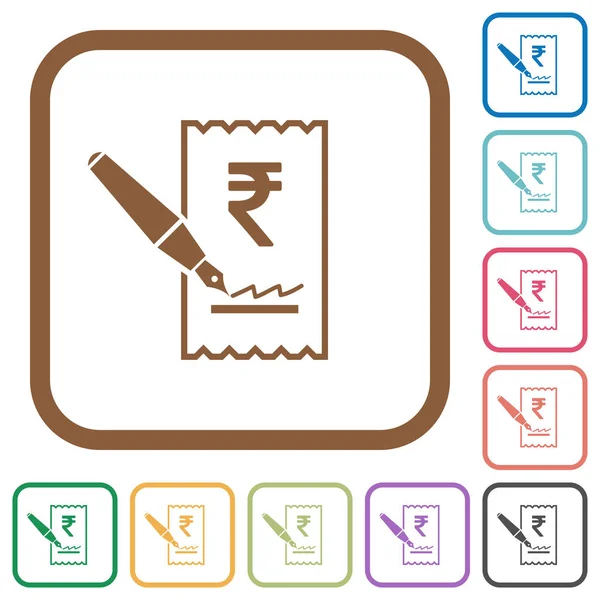 署名ルピー小切手シンプルなアイコン — ストックベクタ