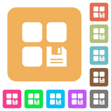 Kaydet yuvarlanmış bileşeninin kare düz simgeler