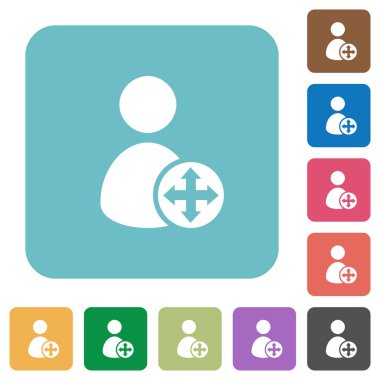 Hareket kullanıcı yuvarlak kare düz simgeler