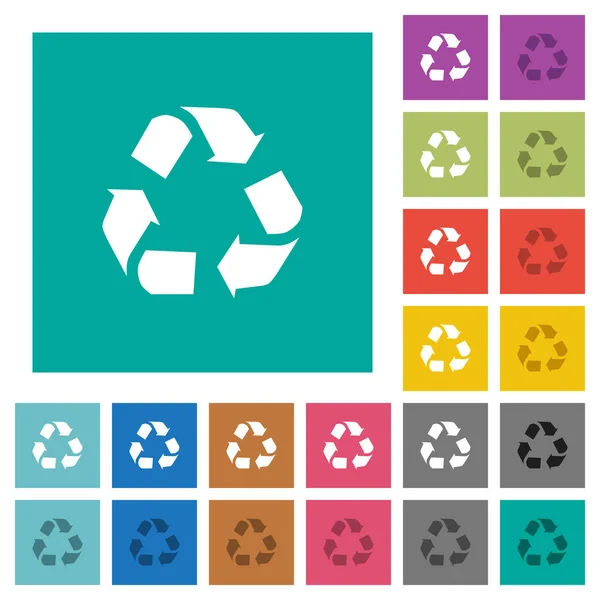 Reciclaje cuadrado plano iconos multicolores — Vector de stock