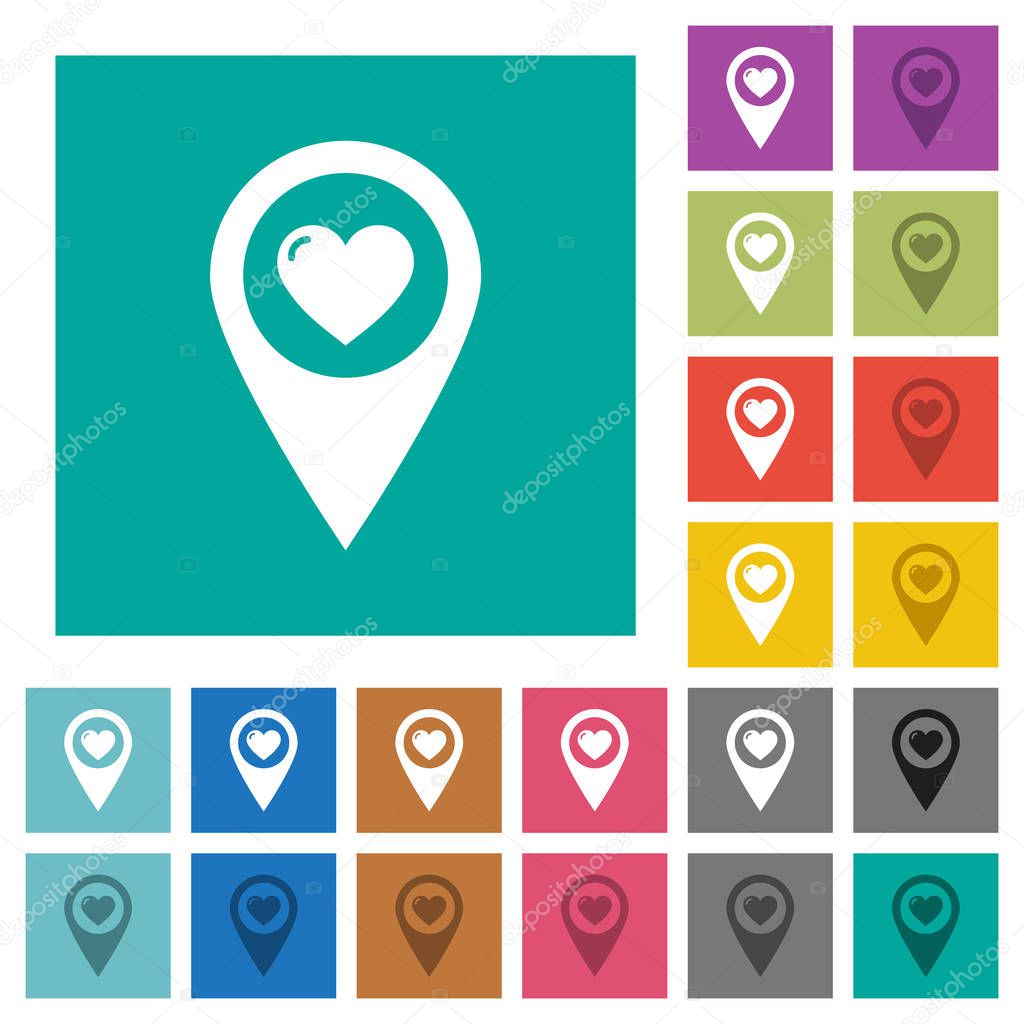 Favorite GPS map location square flat multi colored icons