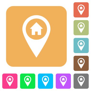 Ev adresi Gps harita yer yuvarlak kare düz simgeler