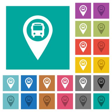 Toplu taşıma araçları Gps harita konumu Meydanı düz çok renkli simgeler