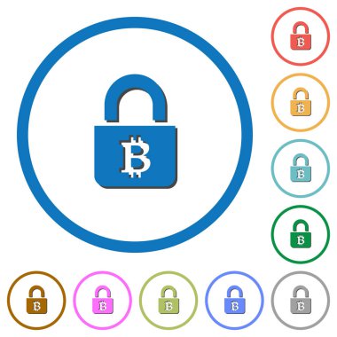 Gölgeler ve anahatları ile kilitli Bitcoins simgeleri