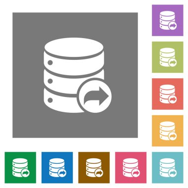 Veritabanı hareket kaydetme kare düz simgeler