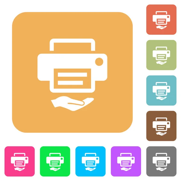 Impressora compartilhada arredondada ícones planos quadrados —  Vetores de Stock