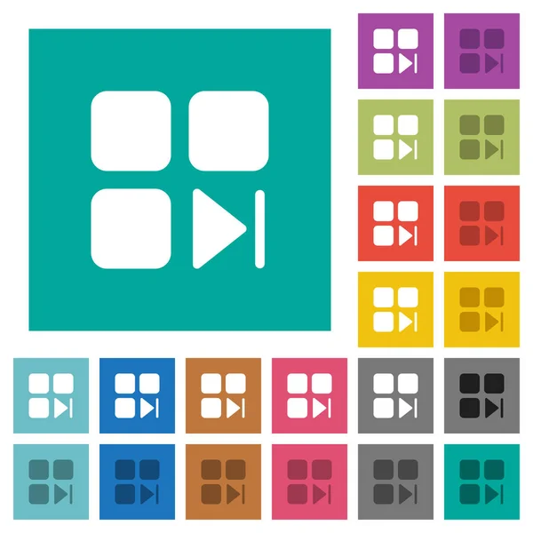 Composant suivant carré plat multicolore icônes — Image vectorielle