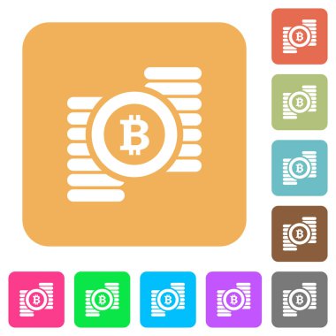 Bitcoins yuvarlak kare düz simgeler