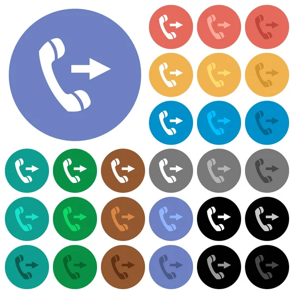 Outgoing phone call round flat multi colored icons — Stock Vector