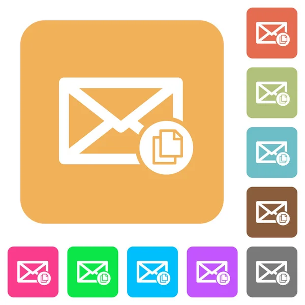 Copiar e-mail arredondado ícones planos quadrados — Vetor de Stock
